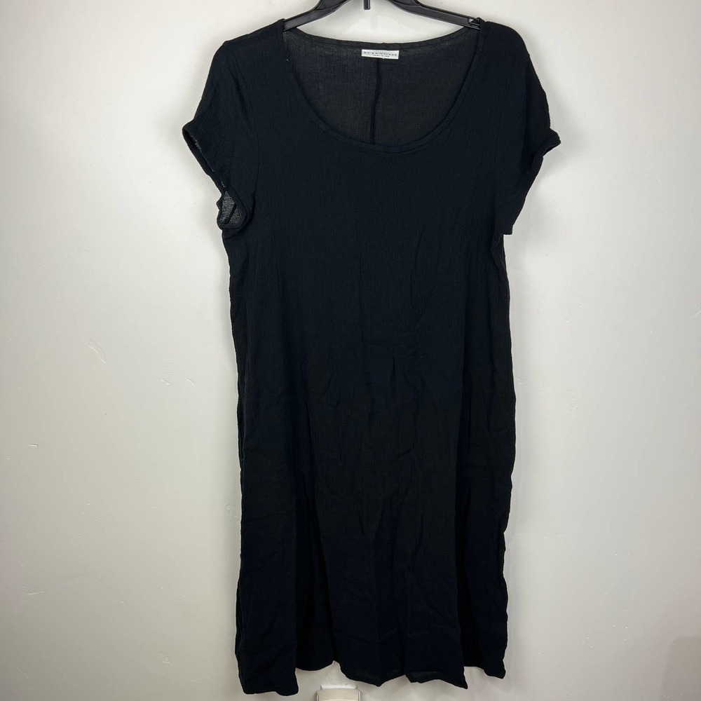 Bryn Walker Cotton Black Lagenlook Gauzy Dress Womens Size: S